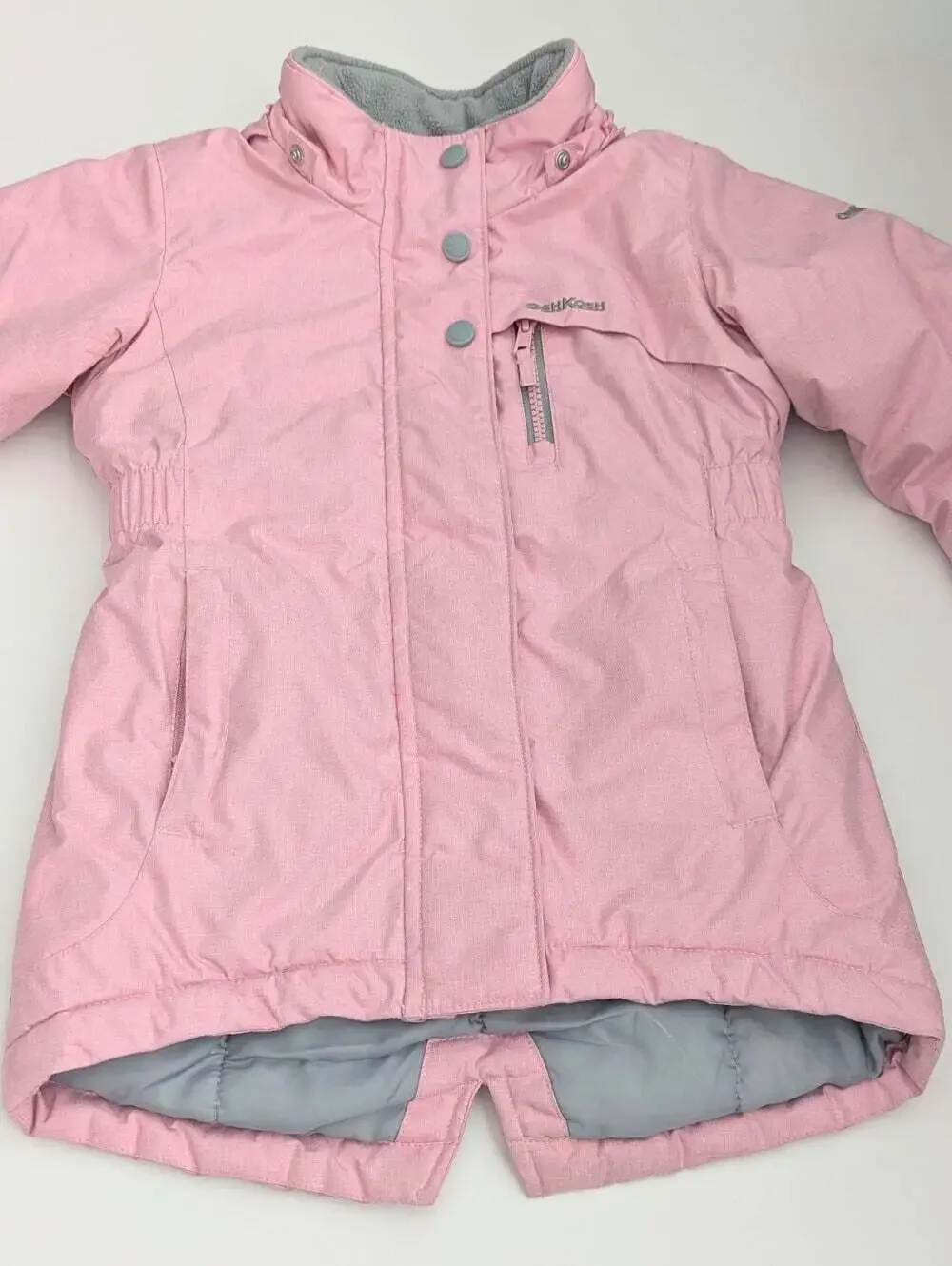 OshKosh B'gosh Girls' (4T) Pink Puffer Jacket/Coat w/ Faux Fur Removable Hood